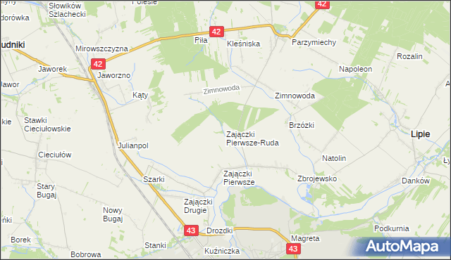 mapa Zajączki Pierwsze-Ruda, Zajączki Pierwsze-Ruda na mapie Targeo