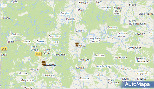 mapa Zalesie gmina Kamienica, Zalesie gmina Kamienica na mapie Targeo