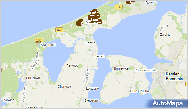 mapa Zastań, Zastań na mapie Targeo