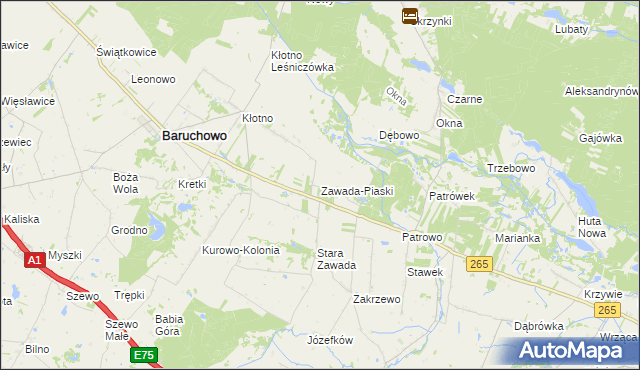 mapa Zawada-Piaski, Zawada-Piaski na mapie Targeo