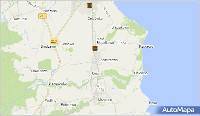 mapa Żelistrzewo, Żelistrzewo na mapie Targeo