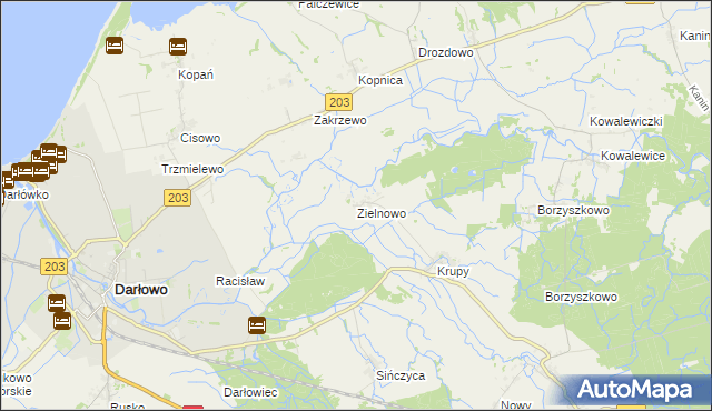 mapa Zielnowo gmina Darłowo, Zielnowo gmina Darłowo na mapie Targeo