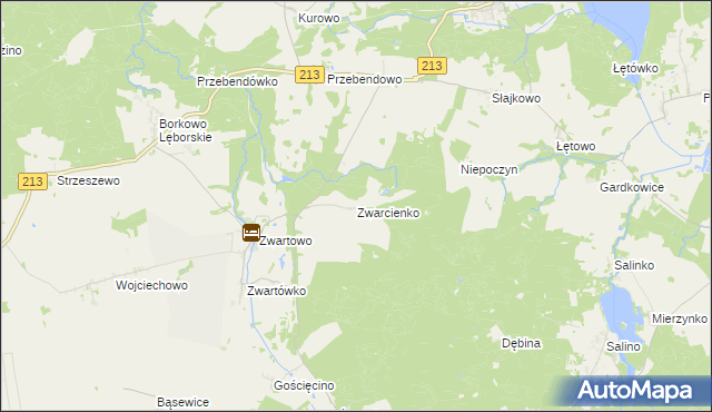 mapa Zwarcienko, Zwarcienko na mapie Targeo