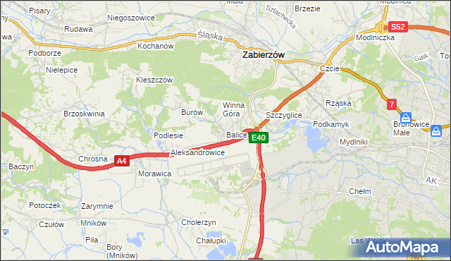 mapa Balice gmina Zabierzów, Balice gmina Zabierzów na mapie Targeo