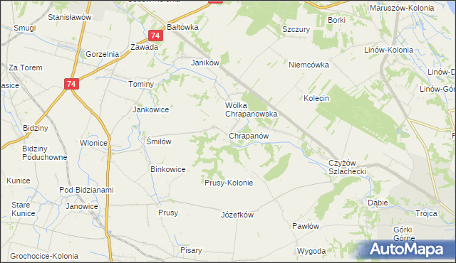 mapa Chrapanów, Chrapanów na mapie Targeo