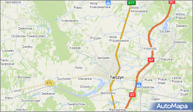 mapa Janówek gmina Tarczyn, Janówek gmina Tarczyn na mapie Targeo