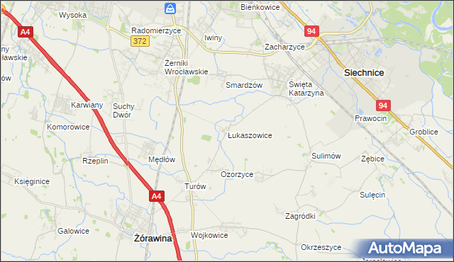 mapa Łukaszowice, Łukaszowice na mapie Targeo