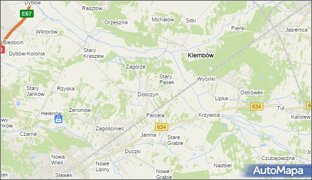 mapa Pasek gmina Klembów, Pasek gmina Klembów na mapie Targeo