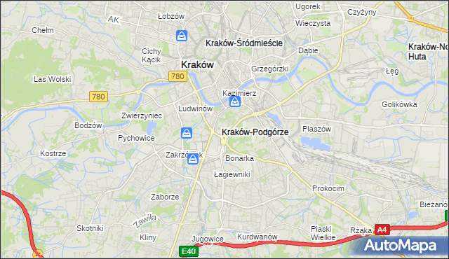 mapa Podgórze gmina Kraków, Podgórze gmina Kraków na mapie Targeo