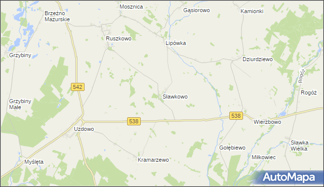 mapa Sławkowo gmina Działdowo, Sławkowo gmina Działdowo na mapie Targeo