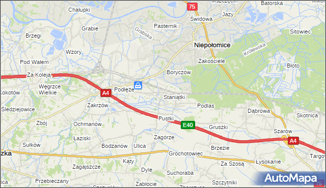 mapa Staniątki, Staniątki na mapie Targeo