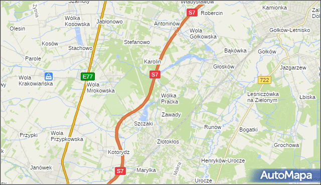 mapa Wólka Pracka, Wólka Pracka na mapie Targeo