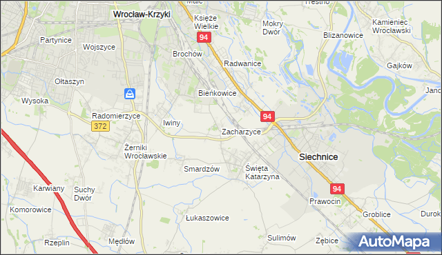 mapa Zacharzyce, Zacharzyce na mapie Targeo