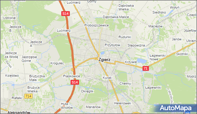 mapa Zgierz, Zgierz na mapie Targeo