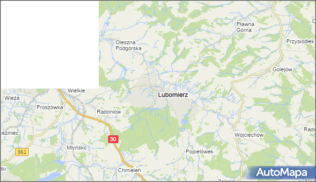 mapa Lubomierz powiat lwówecki, Lubomierz powiat lwówecki na mapie Targeo