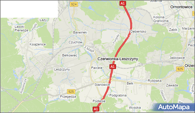 mapa Czerwionka-Leszczyny, Czerwionka-Leszczyny na mapie Targeo