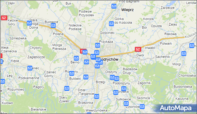 mapa Andrychów, Andrychów na mapie Targeo