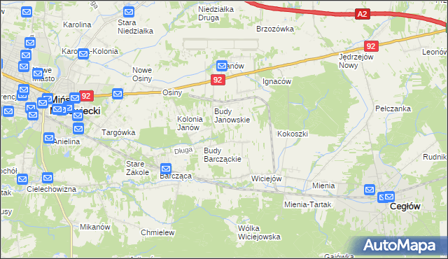 mapa Anielew gmina Mińsk Mazowiecki, Anielew gmina Mińsk Mazowiecki na mapie Targeo