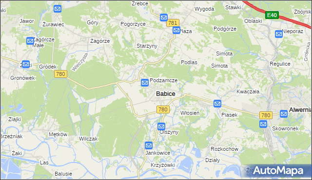 mapa Babice powiat chrzanowski, Babice powiat chrzanowski na mapie Targeo