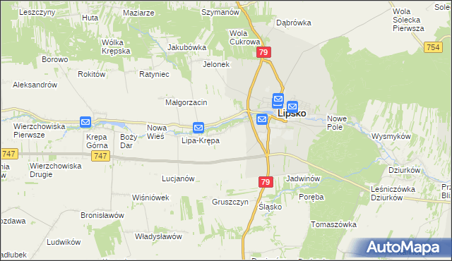 mapa Babilon gmina Lipsko, Babilon gmina Lipsko na mapie Targeo