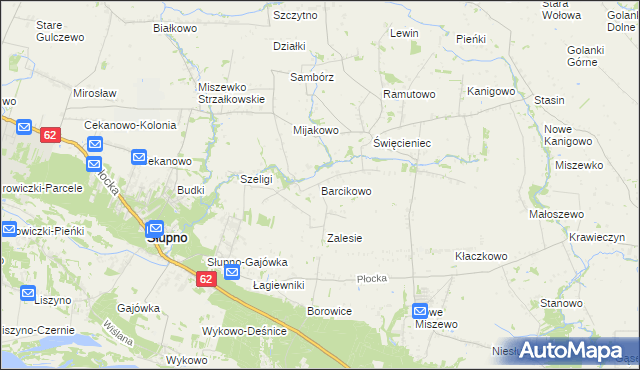 mapa Barcikowo gmina Słupno, Barcikowo gmina Słupno na mapie Targeo
