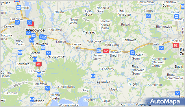 mapa Barwałd Dolny, Barwałd Dolny na mapie Targeo