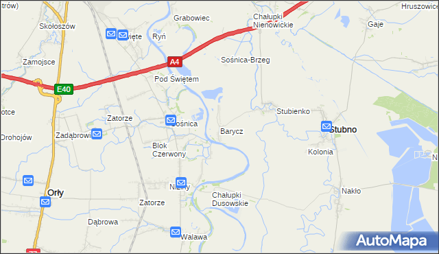 mapa Barycz gmina Stubno, Barycz gmina Stubno na mapie Targeo