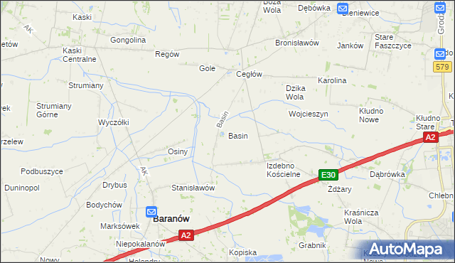mapa Basin gmina Baranów, Basin gmina Baranów na mapie Targeo
