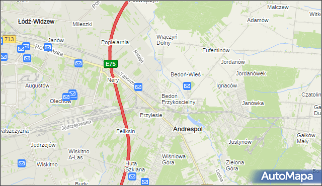 mapa Bedoń Przykościelny, Bedoń Przykościelny na mapie Targeo