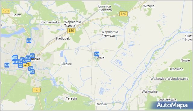 mapa Biała gmina Trzcianka, Biała gmina Trzcianka na mapie Targeo