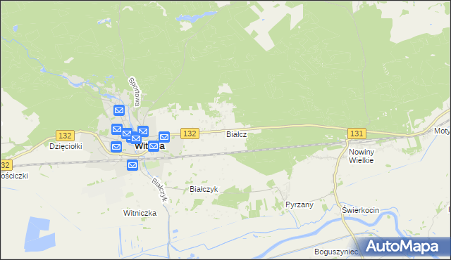 mapa Białcz gmina Witnica, Białcz gmina Witnica na mapie Targeo