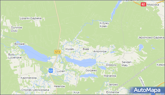 mapa Białe gmina Gostynin, Białe gmina Gostynin na mapie Targeo