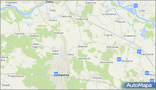 mapa Białków gmina Miękinia, Białków gmina Miękinia na mapie Targeo