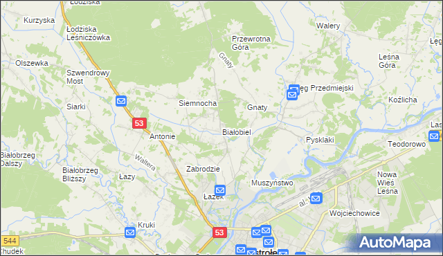 mapa Białobiel, Białobiel na mapie Targeo