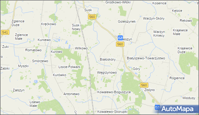 mapa Białoskóry gmina Sierpc, Białoskóry gmina Sierpc na mapie Targeo