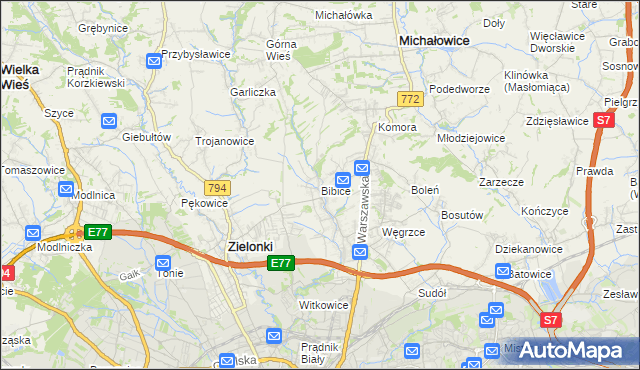 mapa Bibice, Bibice na mapie Targeo