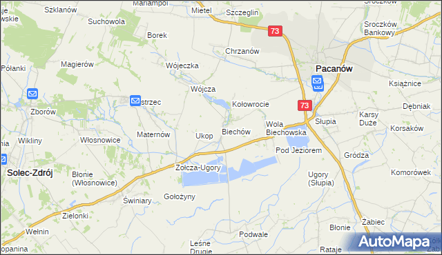 mapa Biechów gmina Pacanów, Biechów gmina Pacanów na mapie Targeo