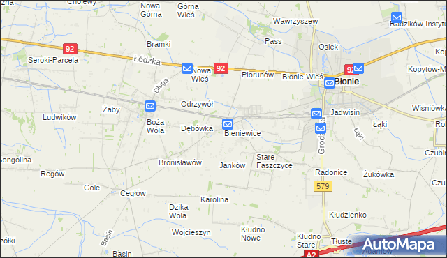 mapa Bieniewice, Bieniewice na mapie Targeo