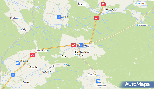 mapa Bierdzany gmina Turawa, Bierdzany gmina Turawa na mapie Targeo