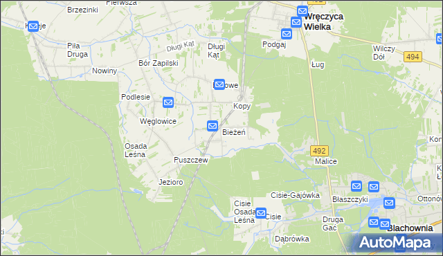 mapa Bieżeń, Bieżeń na mapie Targeo