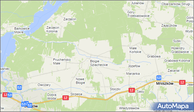 mapa Błogie Rządowe, Błogie Rządowe na mapie Targeo