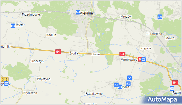mapa Błonie gmina Miękinia, Błonie gmina Miękinia na mapie Targeo