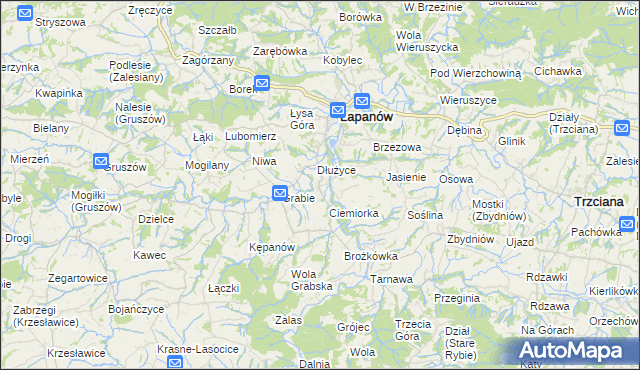 mapa Boczów gmina Łapanów, Boczów gmina Łapanów na mapie Targeo