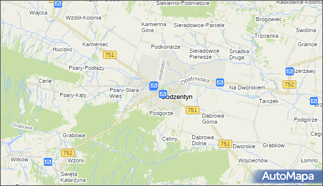 mapa Bodzentyn, Bodzentyn na mapie Targeo