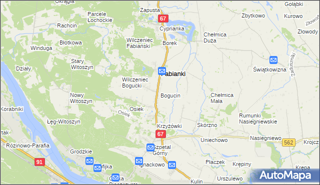 mapa Bogucin gmina Fabianki, Bogucin gmina Fabianki na mapie Targeo