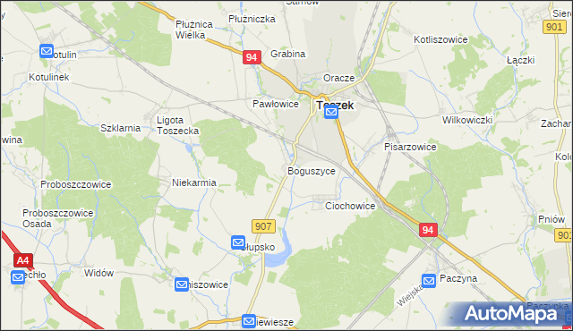 mapa Boguszyce gmina Toszek, Boguszyce gmina Toszek na mapie Targeo
