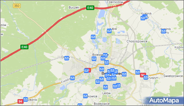 mapa Bolesławice gmina Bolesławiec, Bolesławice gmina Bolesławiec na mapie Targeo