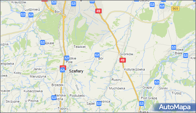 mapa Bór gmina Szaflary, Bór gmina Szaflary na mapie Targeo