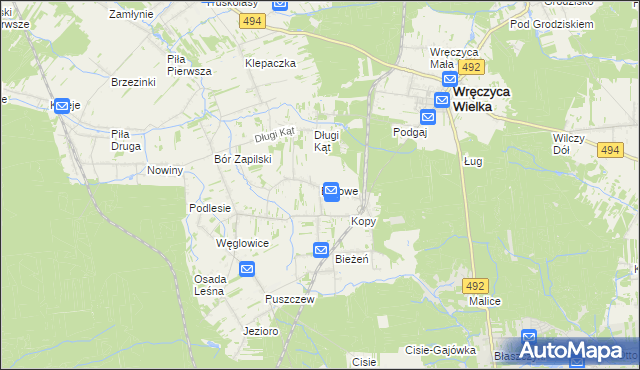 mapa Borowe gmina Wręczyca Wielka, Borowe gmina Wręczyca Wielka na mapie Targeo