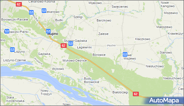 mapa Borowice gmina Bodzanów, Borowice gmina Bodzanów na mapie Targeo